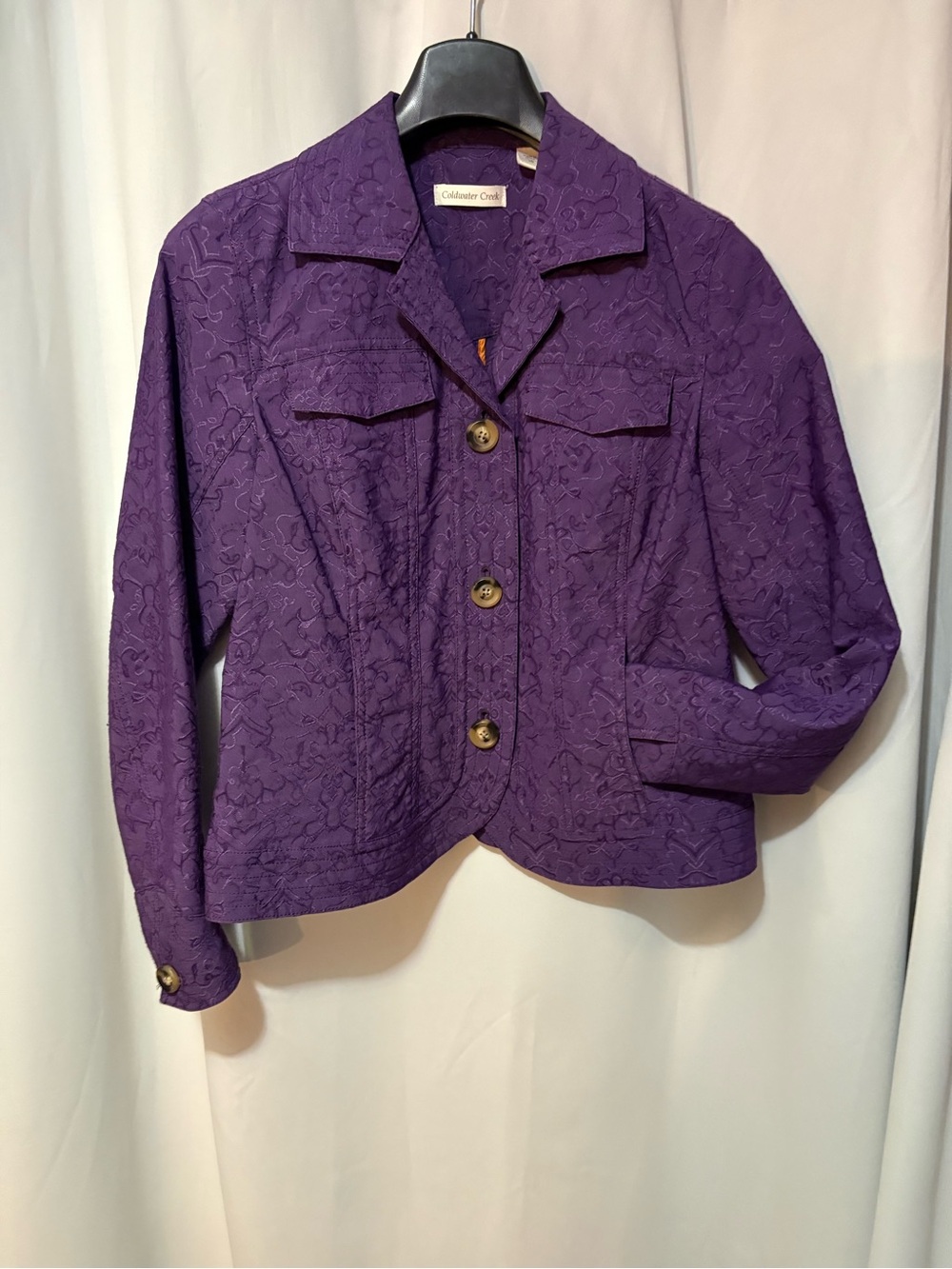 Coldwater Creek Deep Purple Quilted Button Jacket